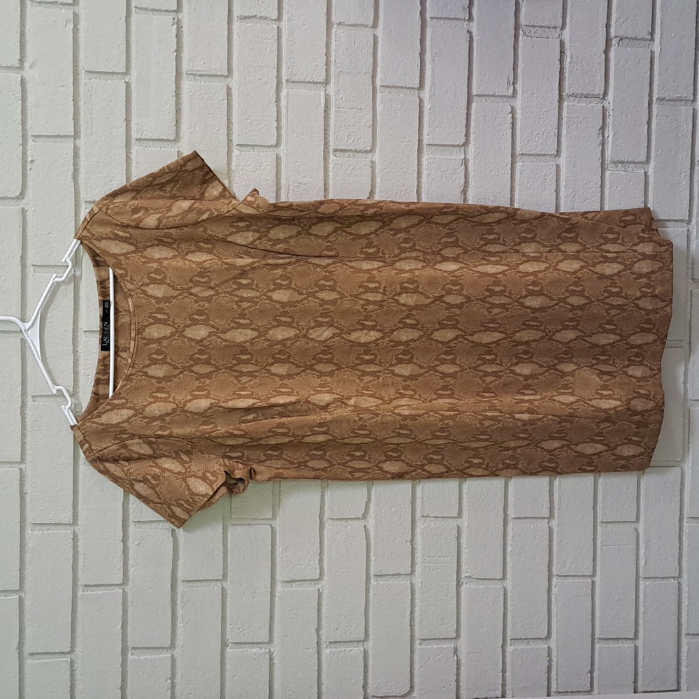 Lauren Ralph Lauren Snakeskin Print Short Sleeve Midi Dress. Size 2X  NWT